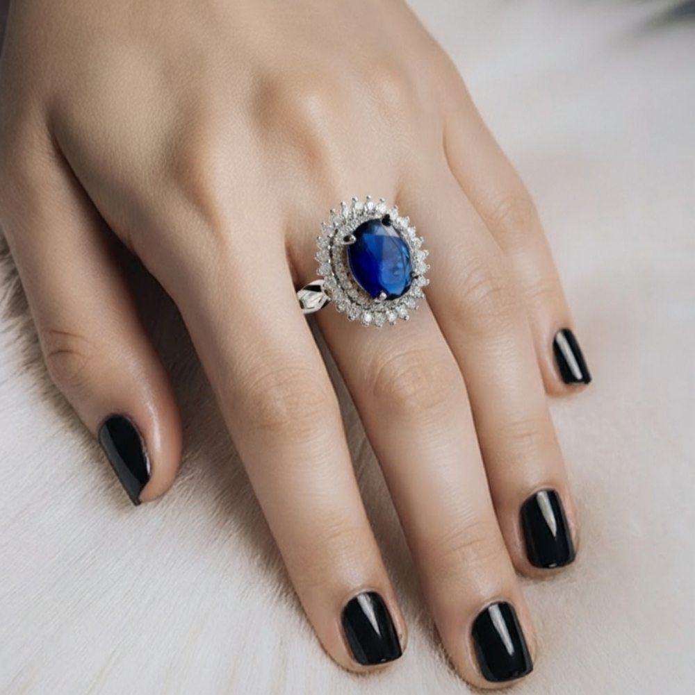 Sapphire cz ring 14k gold overlay 🆕